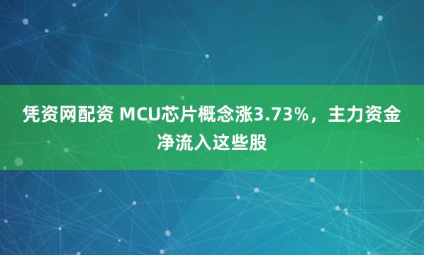凭资网配资 MCU芯片概念涨3.73%，主力资金净流入这些股